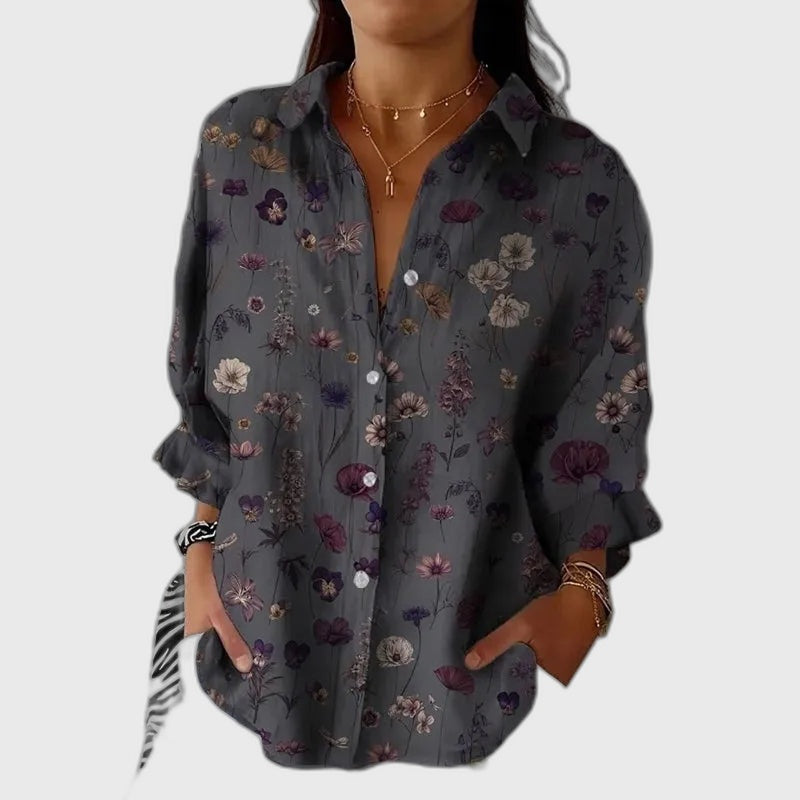 Floral Vintage Long Sleeve Blouse for Women