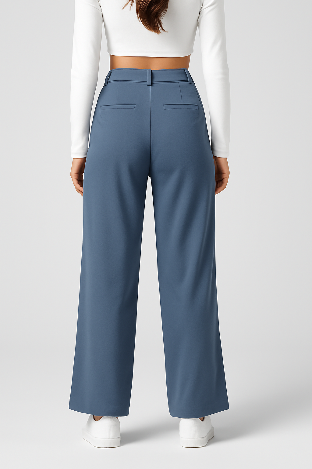 Wide Leg Trousers High Waist Stretch Pull-On for Women