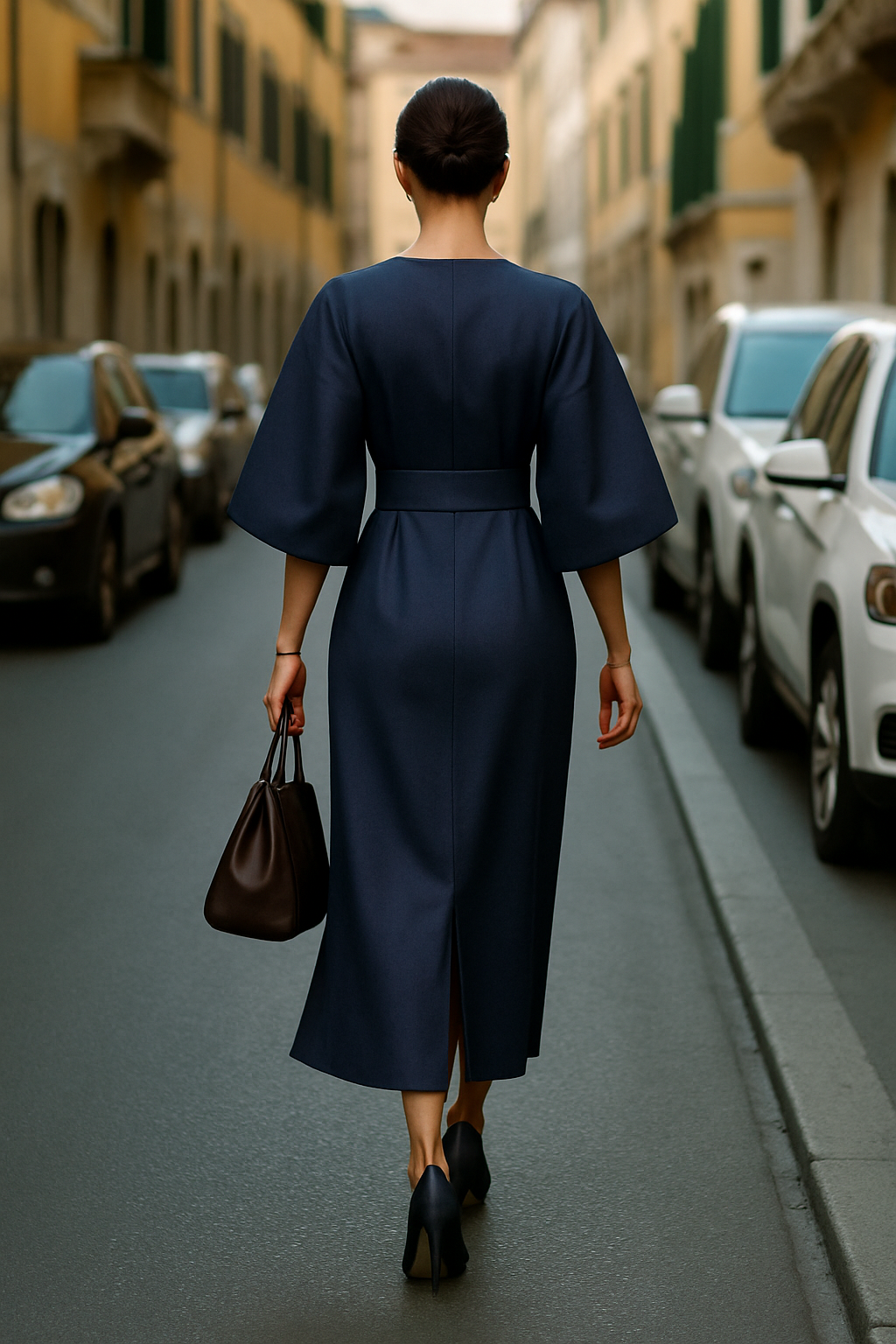 Wide Sleeve Midi Dress for Women