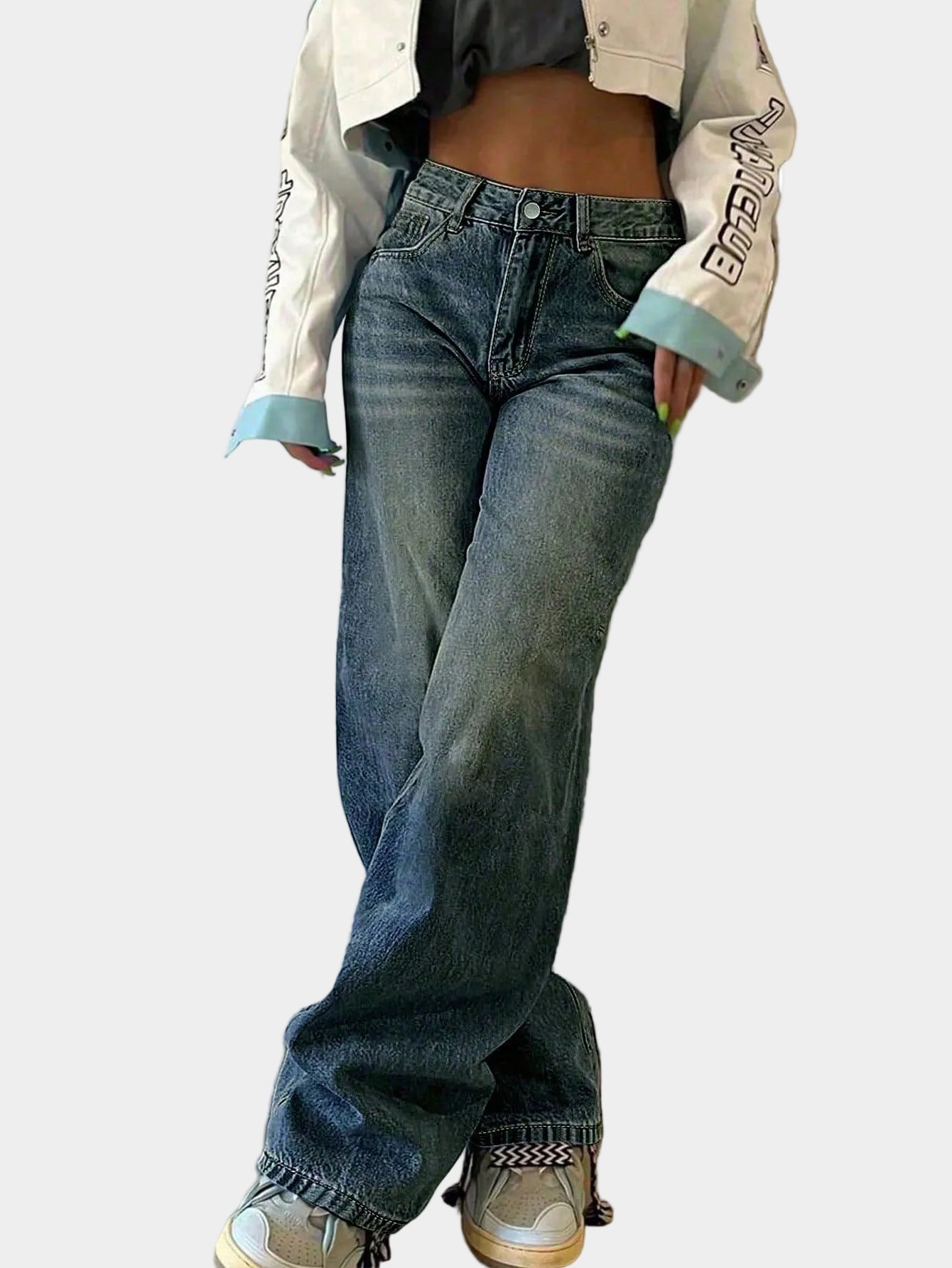 Denim Full-Length Straight Leg Jeans for Women