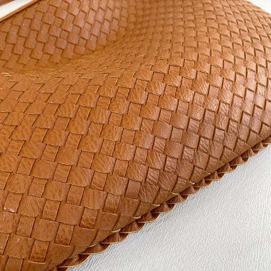 Woven Shoulder Bag in Faux Leather for women