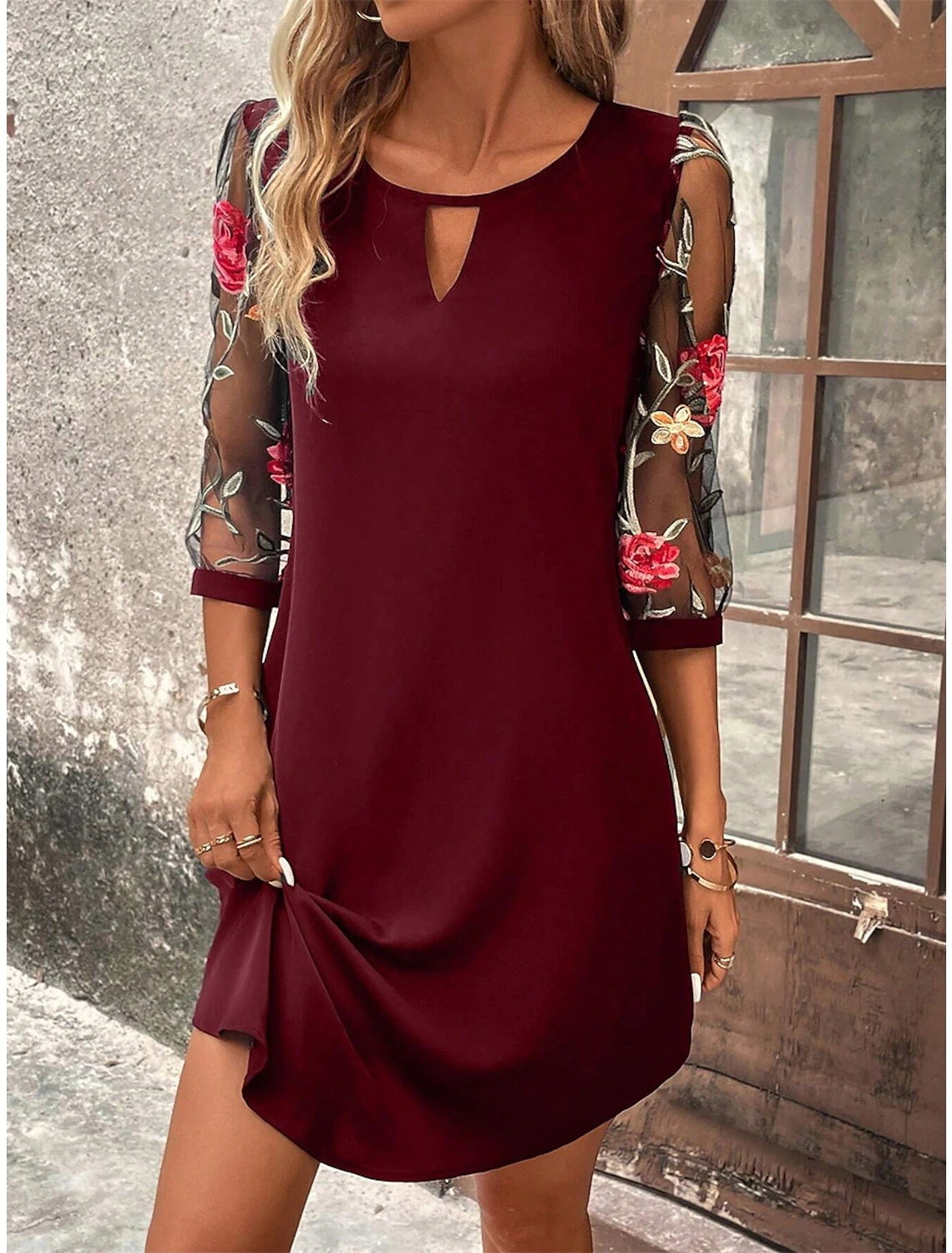 Fitted Full-Length Evening Maxi Dress with Long Sleeve for Women