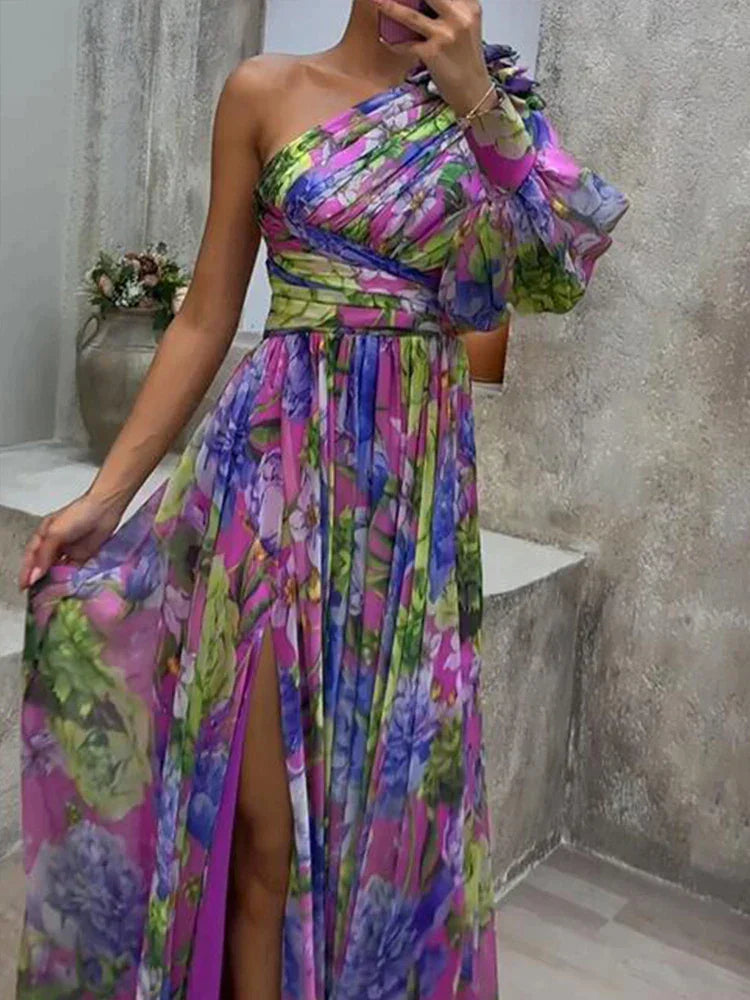 Draped Fitted Full-Length Maxi Dress with Sleeveless for Women