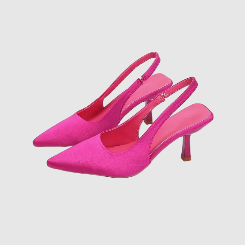 Pointed Toe Kitten Heel Slingback Shoes for Women