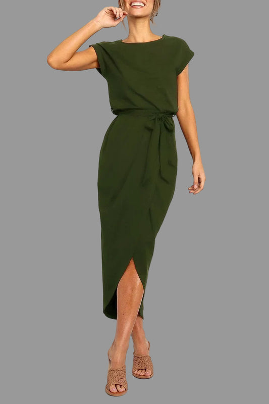 Casual midi dress with clean silhouette and simple design for women