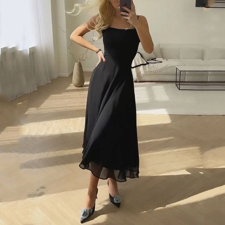 Square Neck Sleeveless Midi Dress for Women