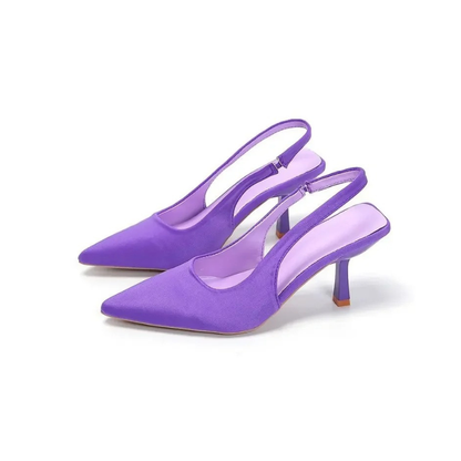 Pointed Toe Kitten Heel Slingback Shoes for Women