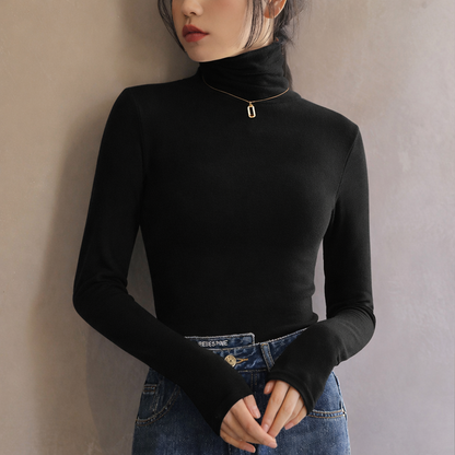 Slim Fit Turtleneck Long Sleeve Top for Women