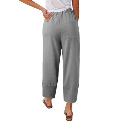 Wide Leg Linen Trousers with Relaxed Fit for Women