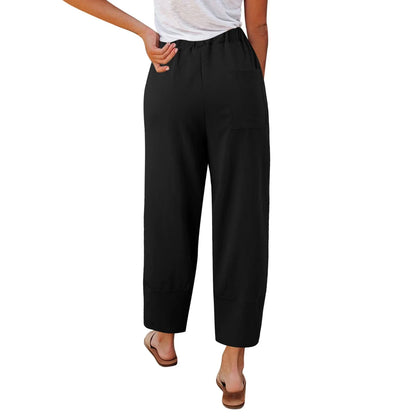 Wide Leg Linen Trousers with Relaxed Fit for Women