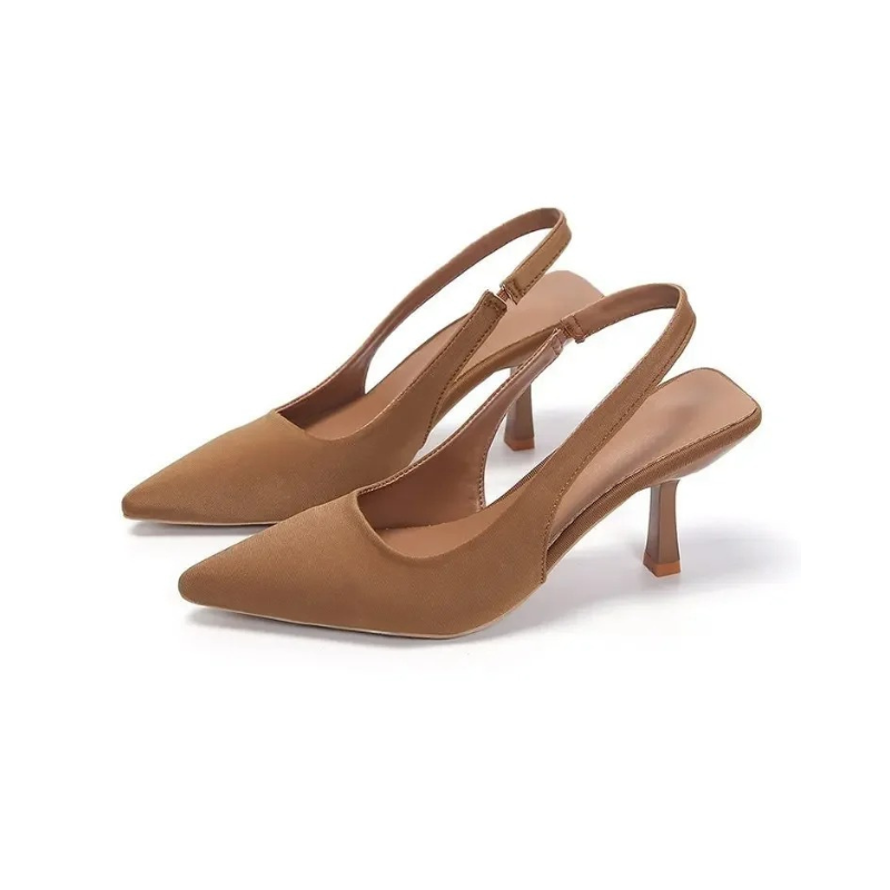 Pointed Toe Kitten Heel Slingback Shoes for Women