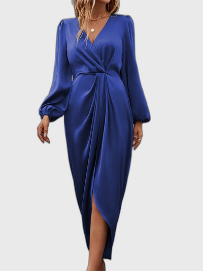 Wrap Long Sleeve Midi Dress for Women