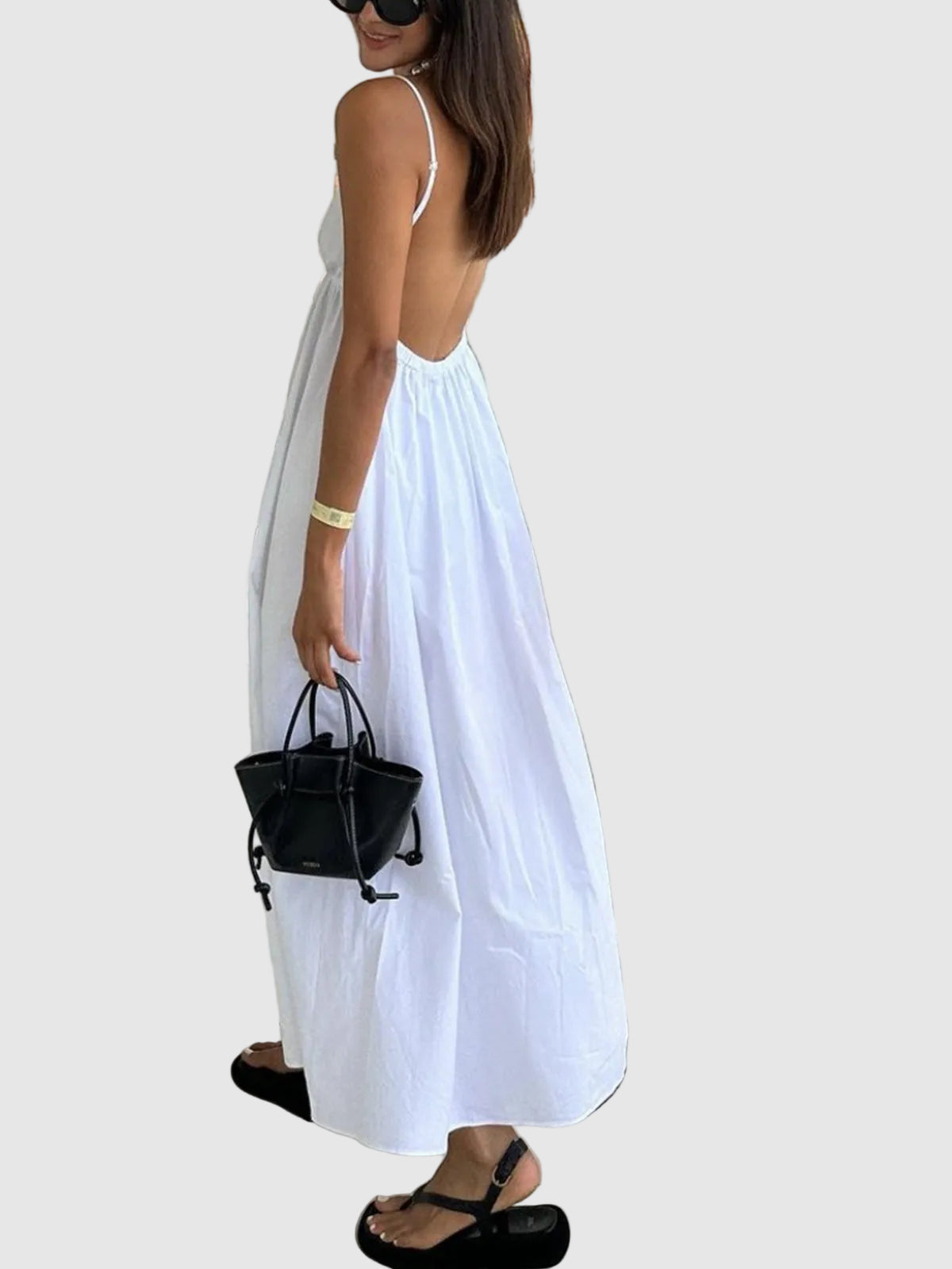 Open Back Maxi Dress Long Cowgirl Style Dress for Women