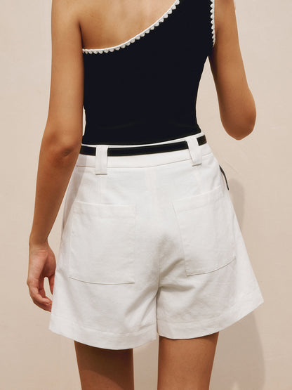 Linen High-Waist Relaxed Fit Shorts for Women