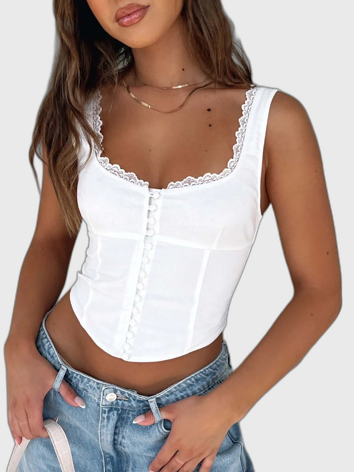 Lace Slim Fit Fitted Sleeveless Blouse for Women