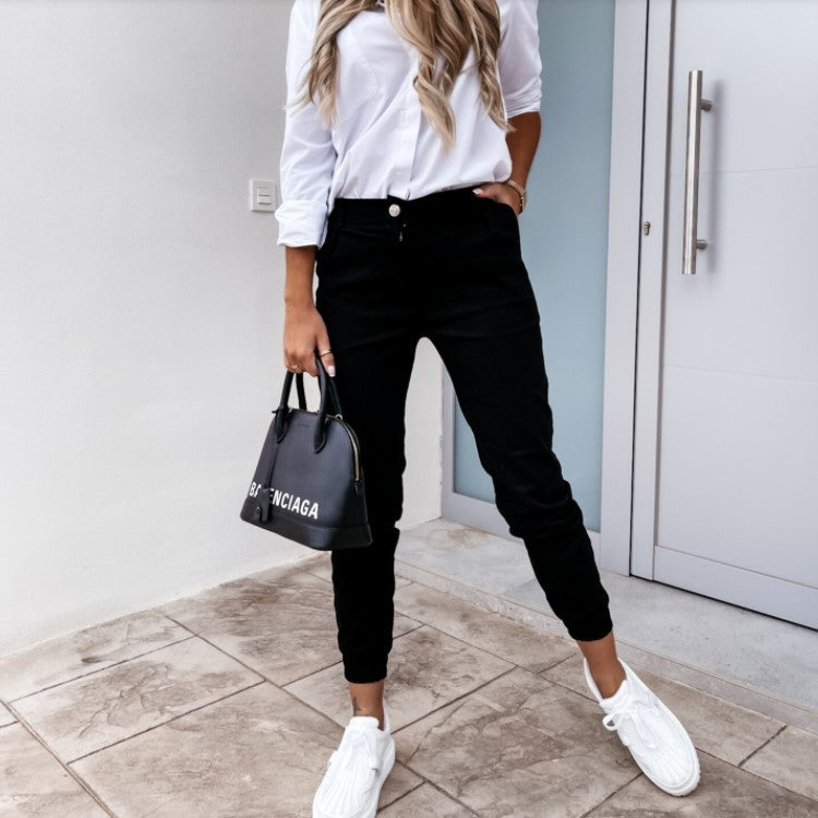 Slim Fit Full-Length Trousers for Women