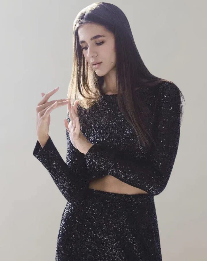 Sequin Fitted Sleeveless Crop Top for Women