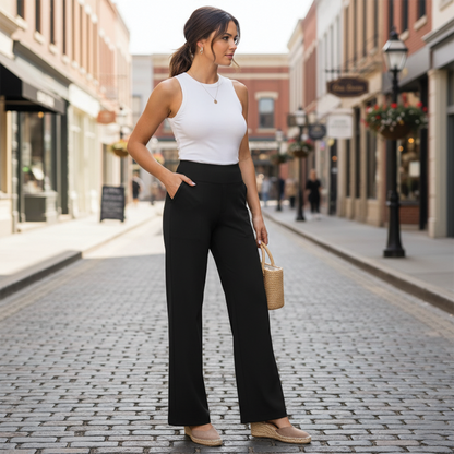 High-Rise Full-Length Wide-Leg Pants for Women