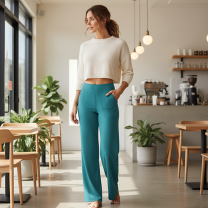 High-Rise Full-Length Wide-Leg Pants for Women