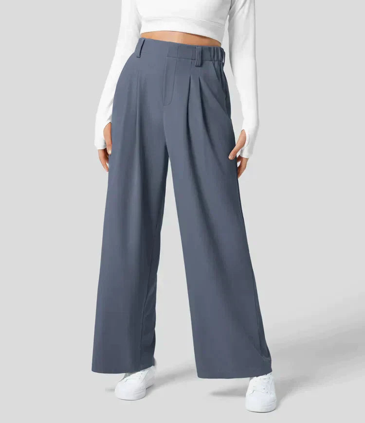 Straight Leg Full-Length High Waist Trousers for Women