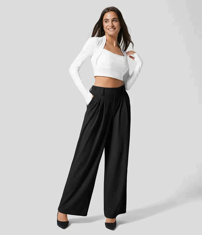 Straight Leg Full-Length High Waist Trousers for Women