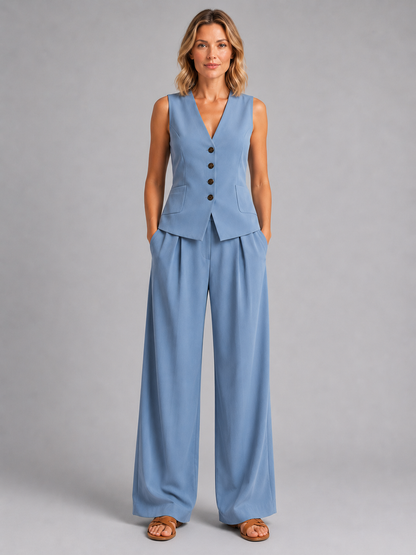 Wide Leg Trousers Co-ord Set – Relaxed Tailored Two Piece for Women