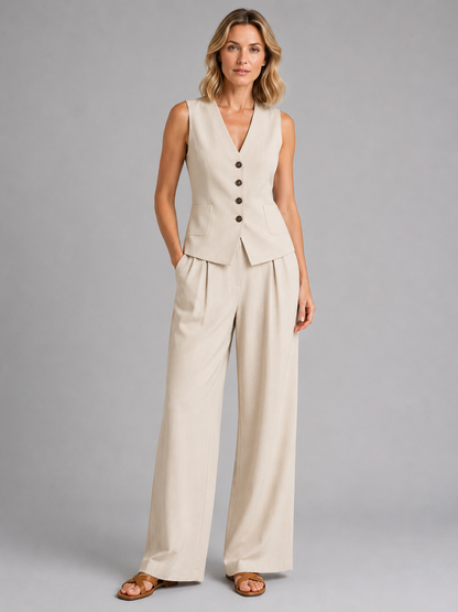 Wide Leg Trousers Co-ord Set – Relaxed Tailored Two Piece for Women