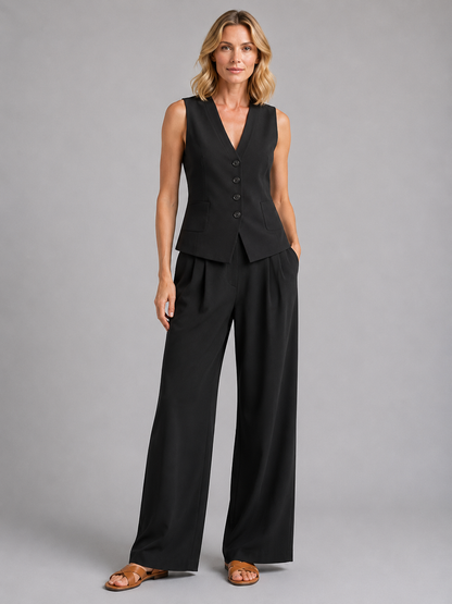Wide Leg Trousers Co-ord Set – Relaxed Tailored Two Piece for Women