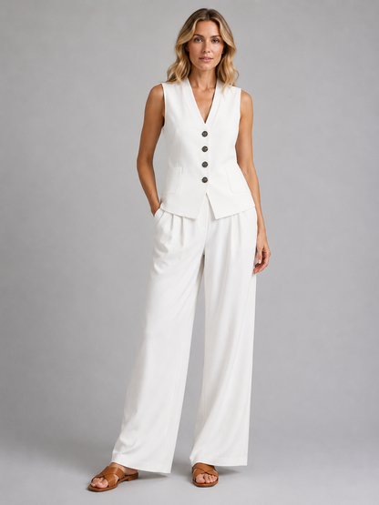 Wide Leg Trousers Co-ord Set – Relaxed Tailored Two Piece for Women