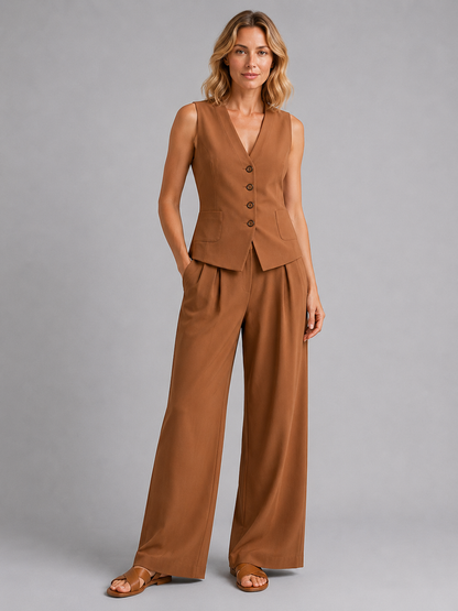 Wide Leg Trousers Co-ord Set – Relaxed Tailored Two Piece for Women