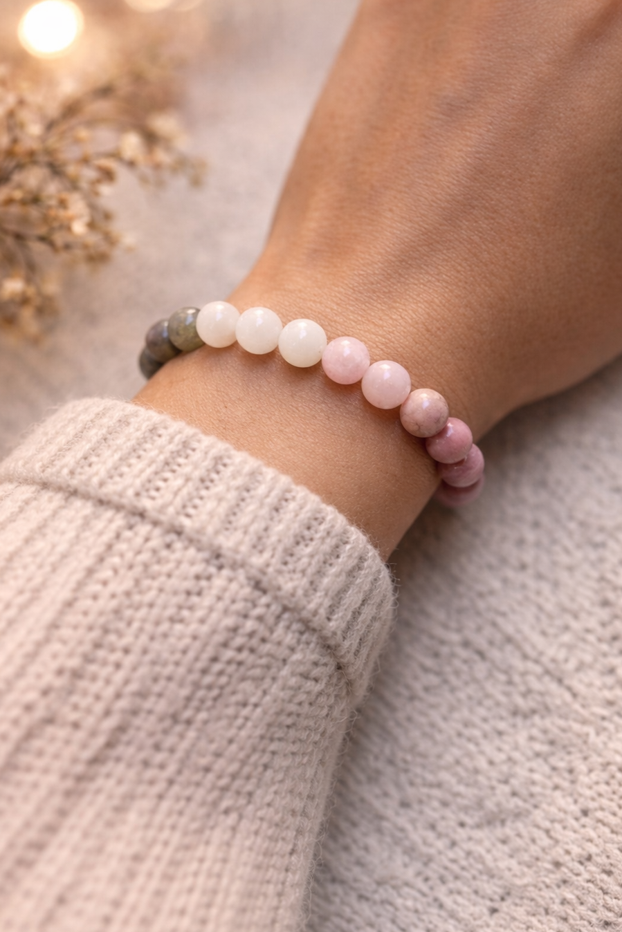 Rose quartz bead bracelet elastic string 8mm gemstone bracelet
