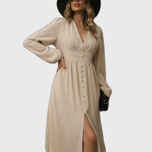 Flowing Vintage Long Sleeve Maxi Dress for Women