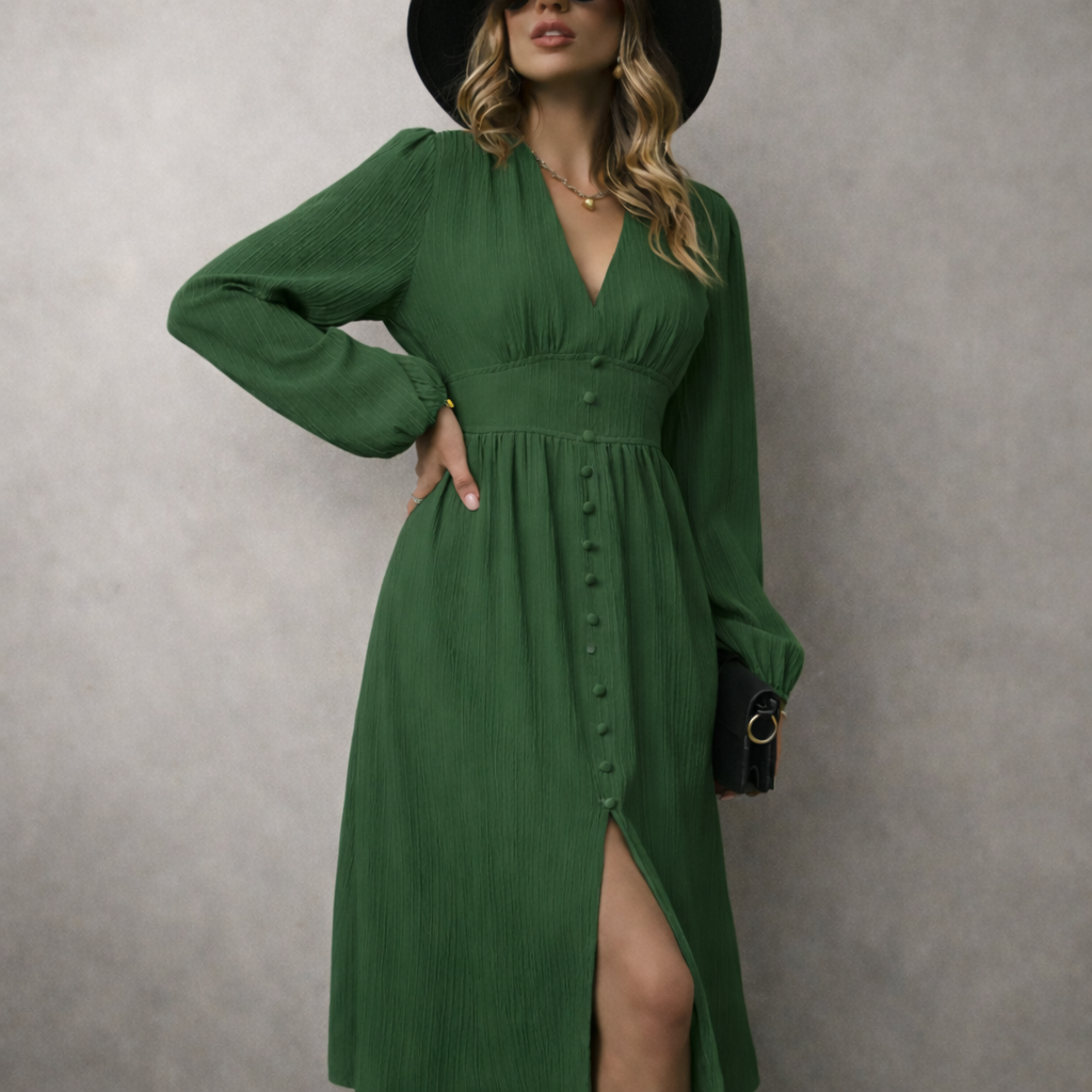 Flowing Vintage Long Sleeve Maxi Dress for Women