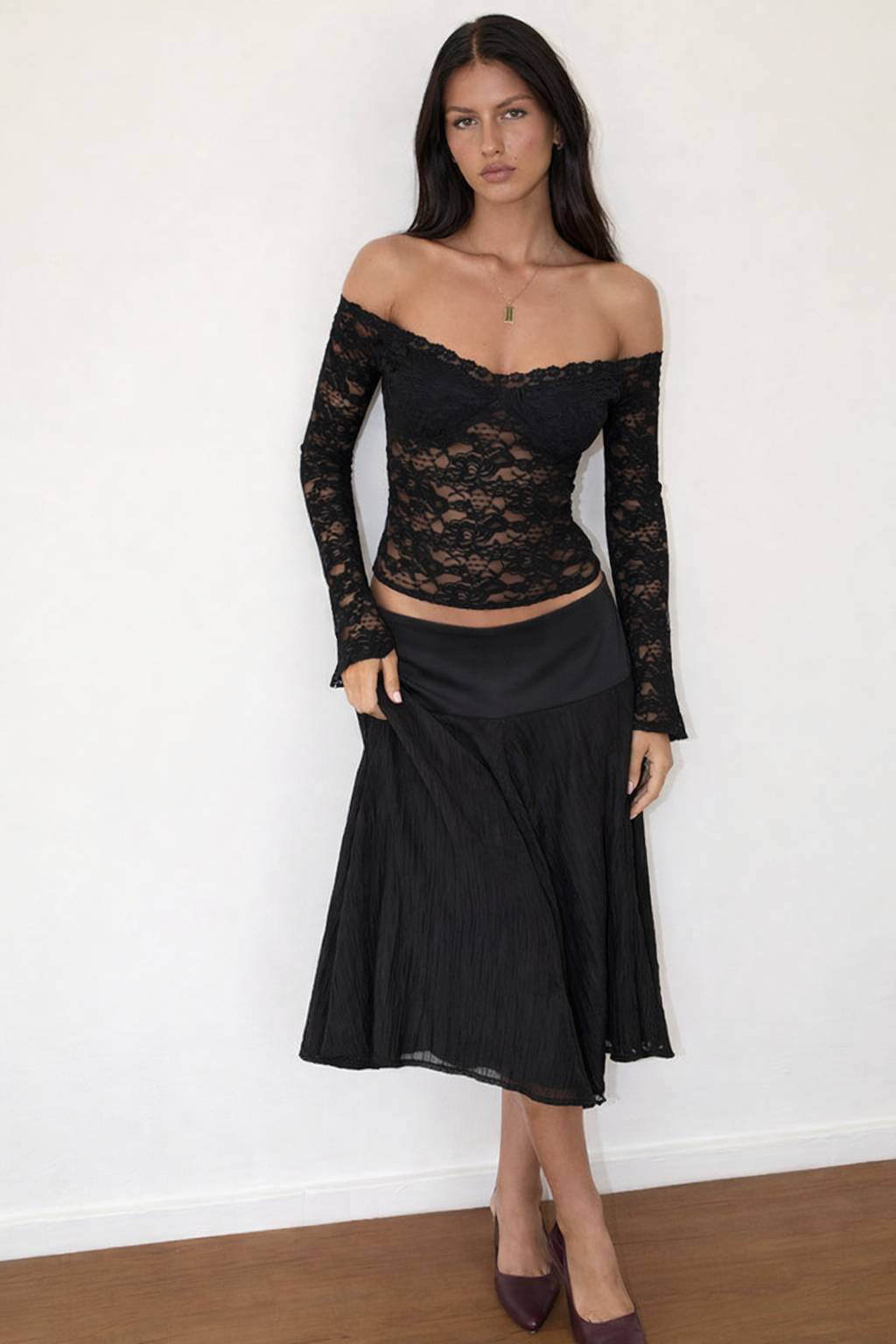 Lace Fitted Cropped Corset Top with Off-Shoulder for Women