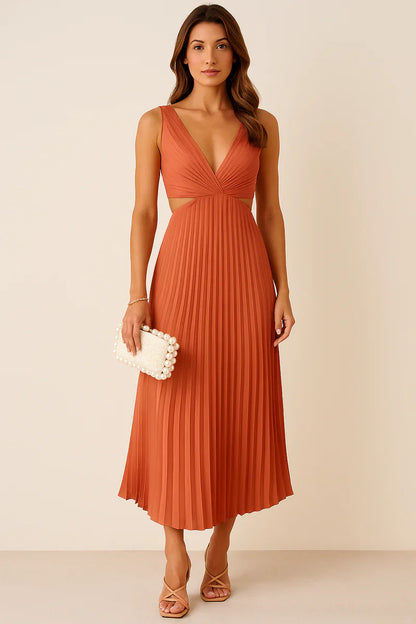 Pleated Midi Dress for Women