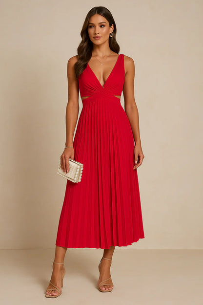 Pleated Midi Dress for Women