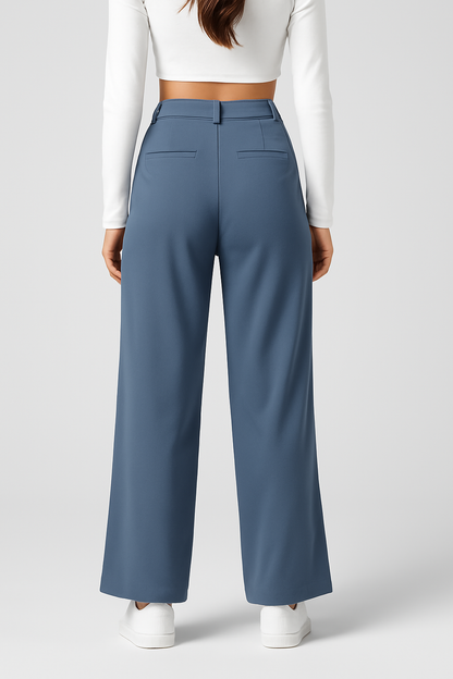 Wide Leg Trousers High Waist Stretch Pull-On for Women
