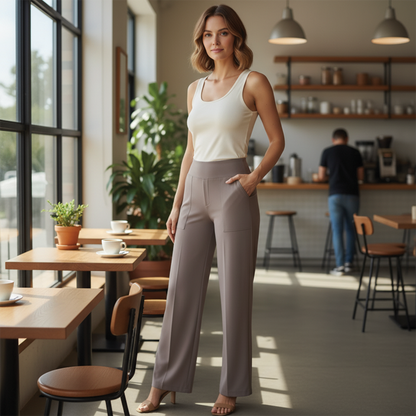 High-Rise Full-Length Wide-Leg Pants for Women