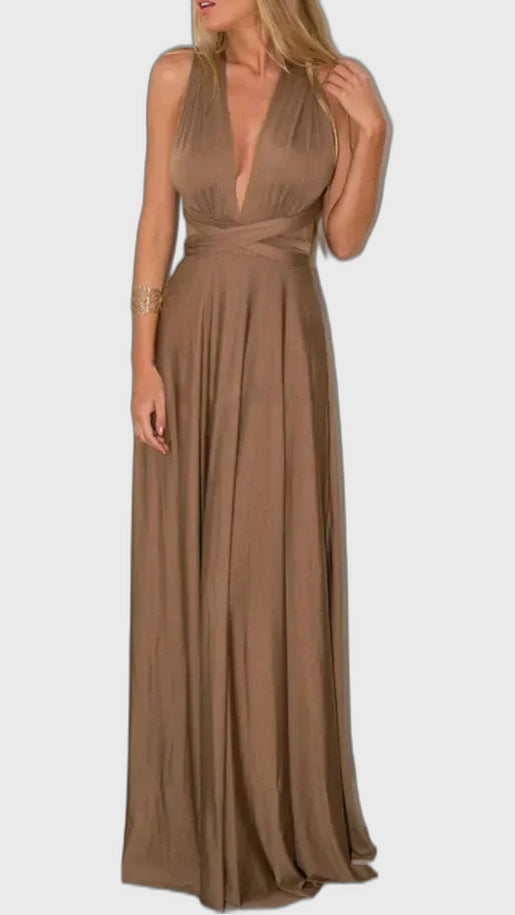 Fitted Full-Length Evening Maxi Dress with Sleeveless for Women