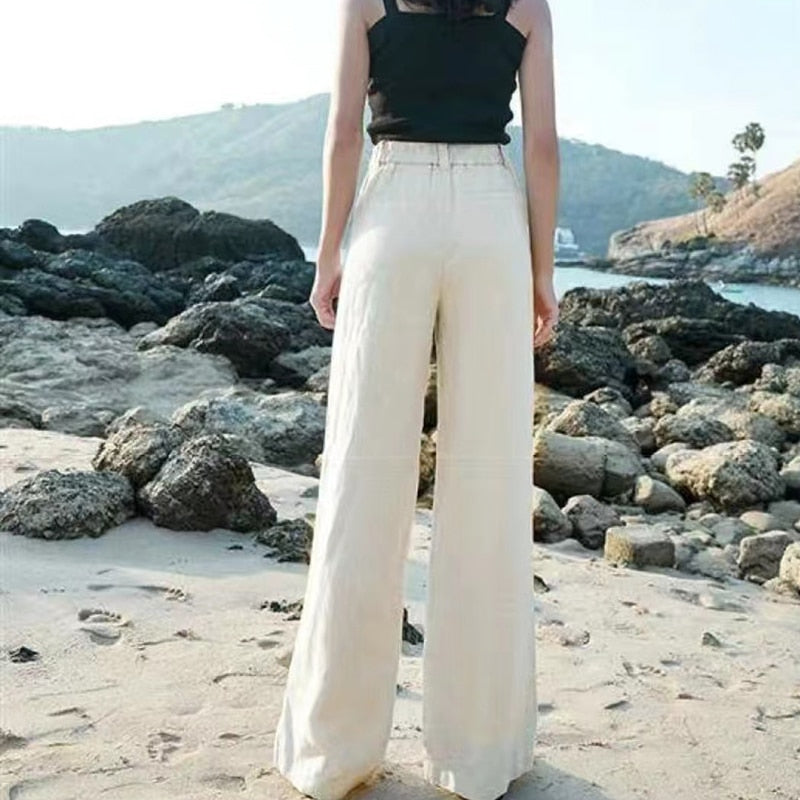 Wide Leg Trousers Flowing High-Waisted Style for Women