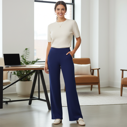 High-Rise Full-Length Wide-Leg Pants for Women