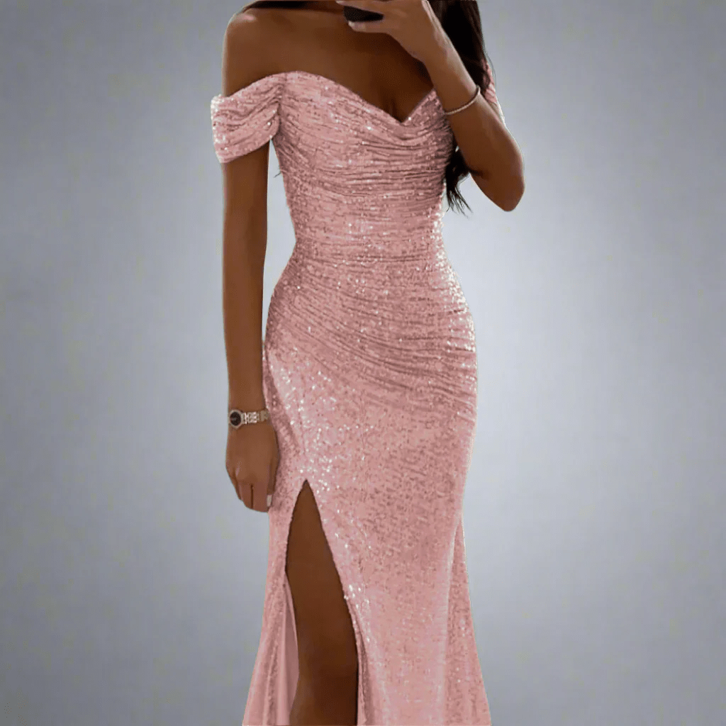 Sequin Full-Length Evening Maxi Dress with Off-Shoulder for Women