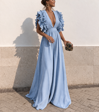 Ruffle Full-Length Summer Maxi Dress with Flowing for Women
