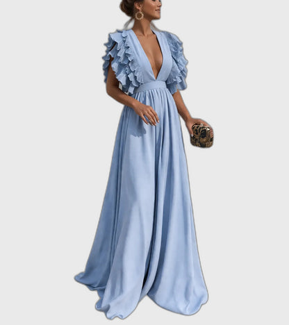 Ruffle Full-Length Summer Maxi Dress with Flowing for Women