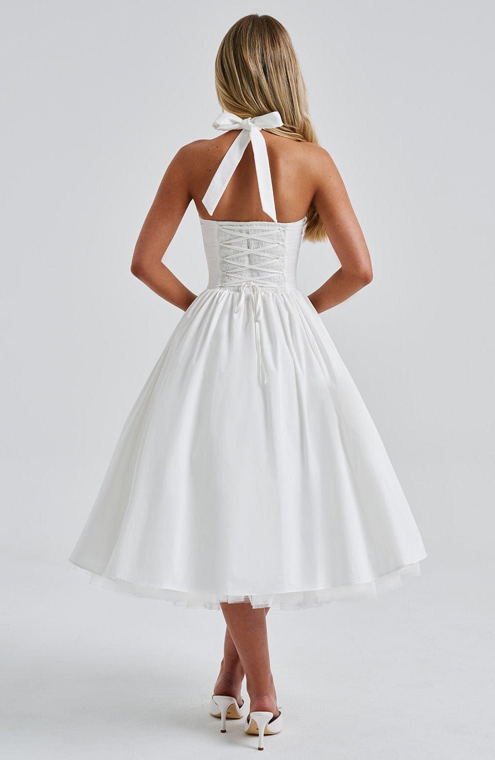 Flared Halter Neck Midi Dress for Women