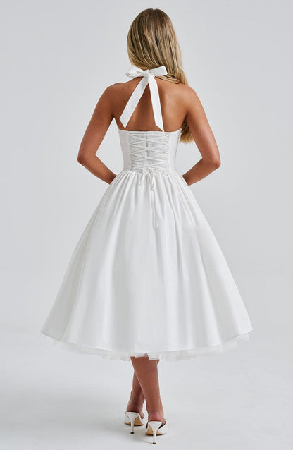 Flared Halter Neck Midi Dress for Women