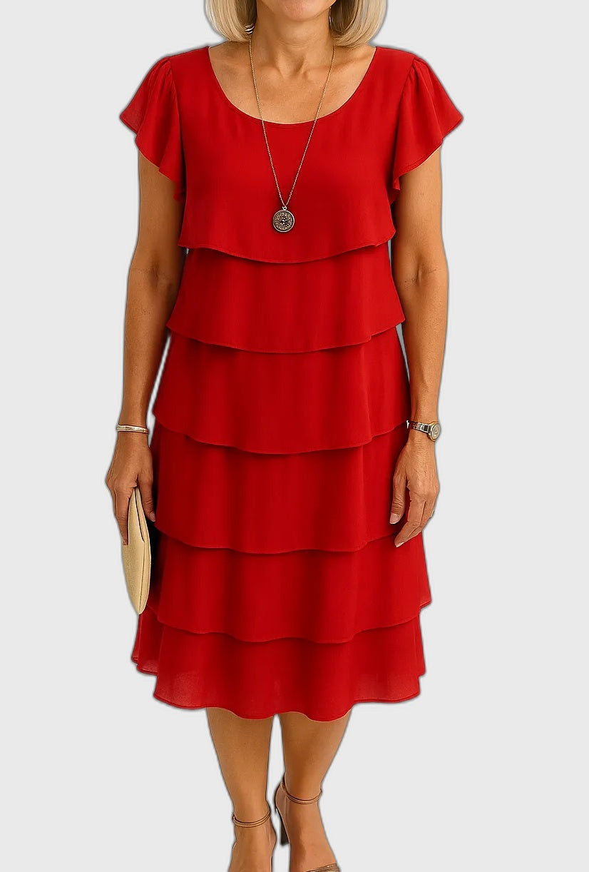 Tiered Sleeveless Midi Dress with Flowing for Women