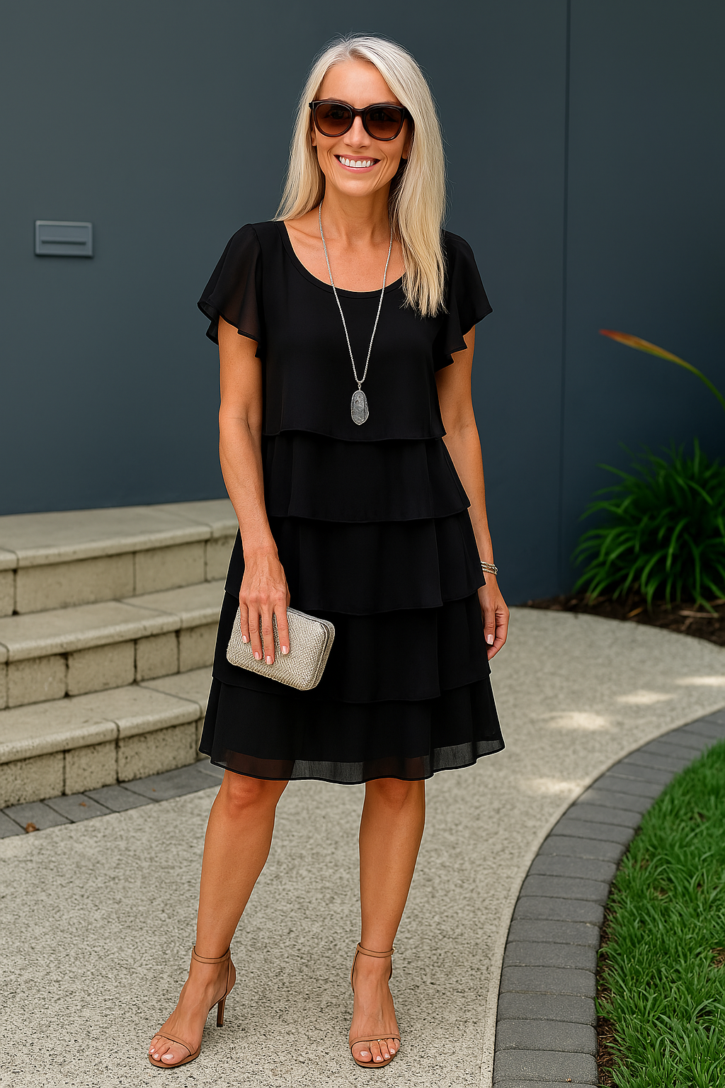 Tiered Sleeveless Midi Dress with Flowing for Women