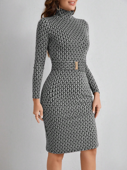 Bodycon Fitted Long Sleeve Midi Dress for Women