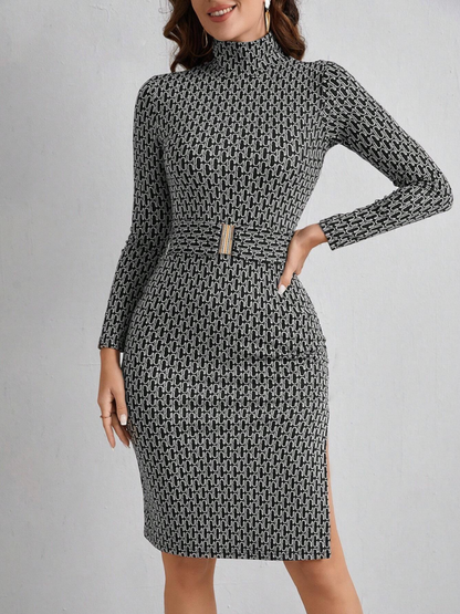 Bodycon Fitted Long Sleeve Midi Dress for Women